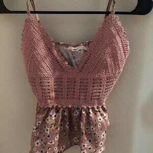 Miami Mauve Crochet Floral Top
